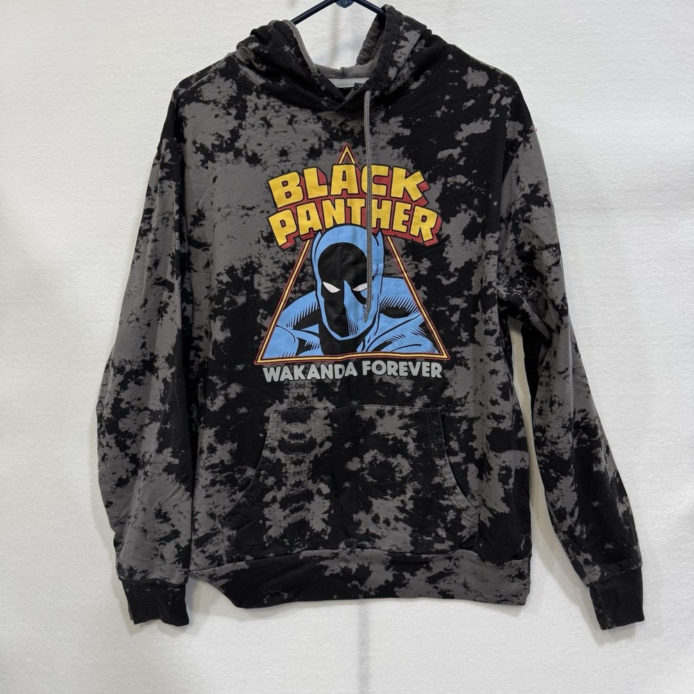 Marvel Black Panther Wakanda Forever Acid Wash Tie Dye Graphic Hoodie Mens Large